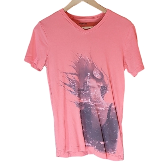 Express Men's Coral Abstract Graphic Short Sleeve T- Shirt, Size X-Small - Picture 3 of 6